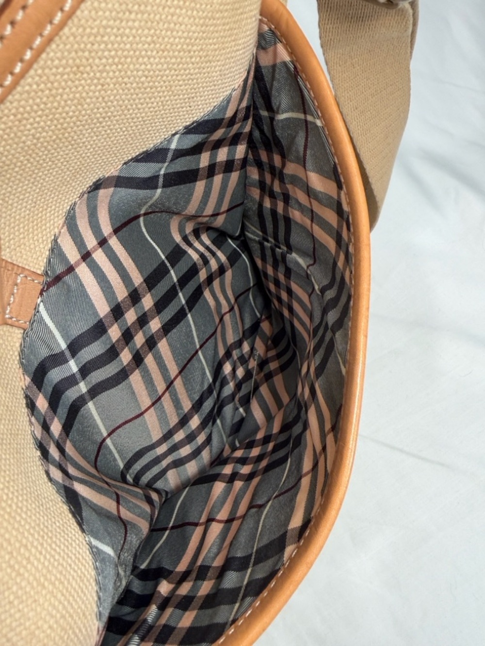Burberry Blue Label Canvas Leather Crossbody Bag Tan Vintage Adjustable Strap - Picture 13 of 16